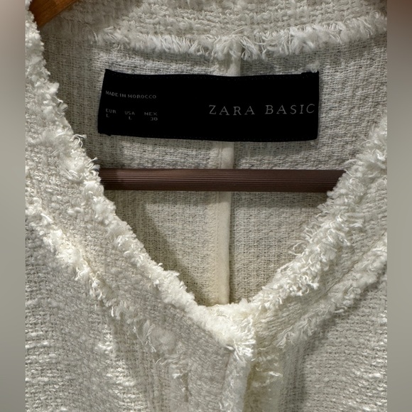 Zara Basic Tweed Cream Jacket. Size L - Picture 4 of 9